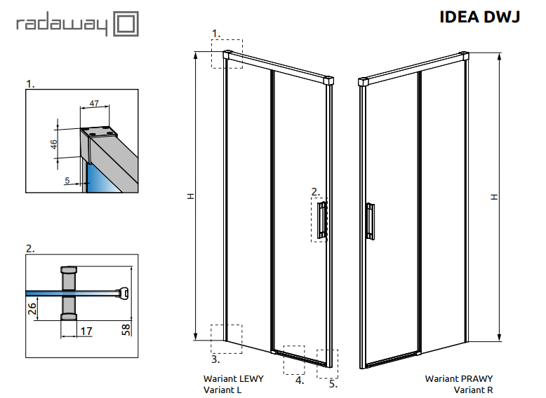 Душевая дверь Radaway Idea DWJ 150x200 -01R (Польша) - фото3