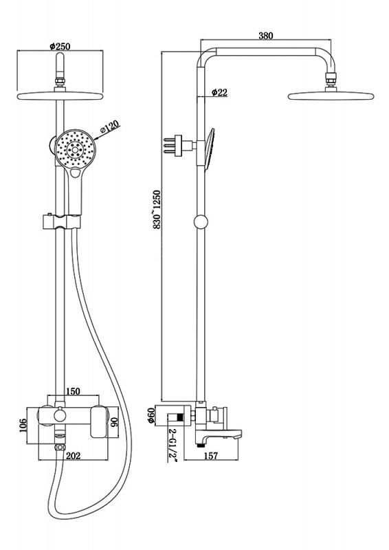 Душевая система с изливом Bravat RIFFLE F6336370CP-A-RUS (Германия) - фото2