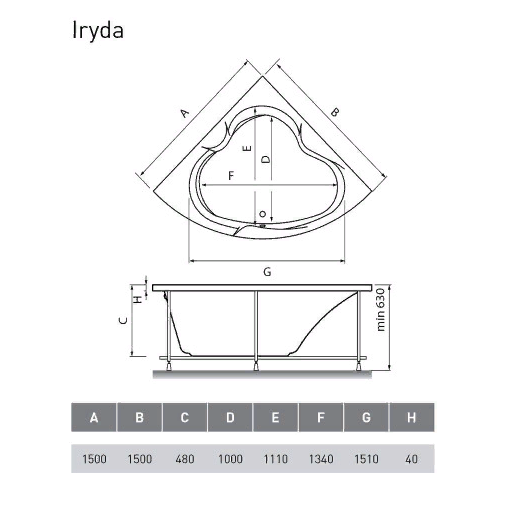 Ванна акриловая Vayer Iryda 150x150 (Швейцария) - фото4