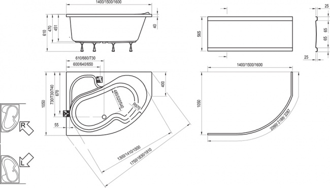 Ванна акриловая Ravak Rosa 140x105 L левая CI01000000 (Чехия) - фото5