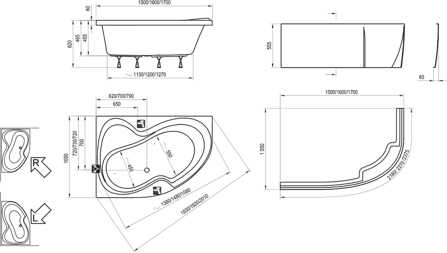 Ванна акриловая Ravak Rosa II 170x105 правая C421000000 (Чехия) - фото4