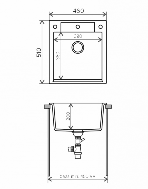 Мойка для кухни Polygran Argo-460 белый (46х50см) (Россия) - фото2