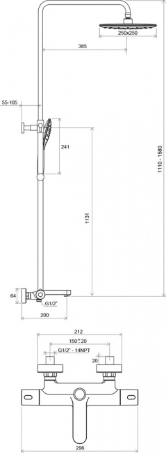 Душевая система Ravak Termo 300 TE 092.00/150 X070098 (Чехия) - фото3