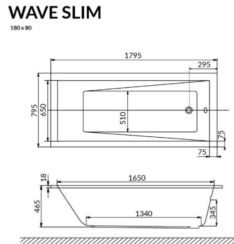 Ванна акриловая Excellent Wave Slim 180x80x46,5 (Польша) - фото4