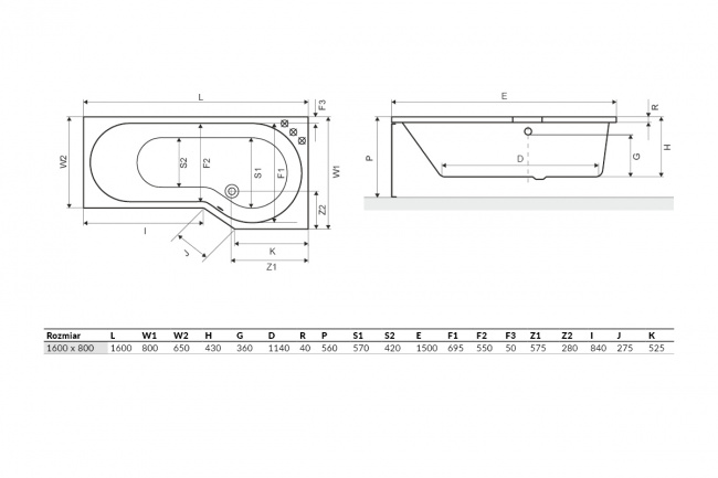 Ванна акриловая Excellent Be Spot 160x80x43 правая (Польша) - фото5