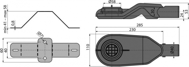 Экстра низкий сифон DN40 и комплект регулируемых ног Alcaplast APZ-S6 (Чехия) - фото2
