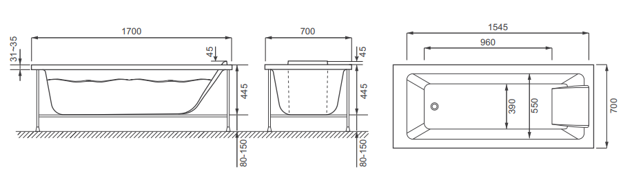 Ванна акриловая Jacob Delafon Sofa E60518RU-00 170x70x44.50 (Франция) - фото3