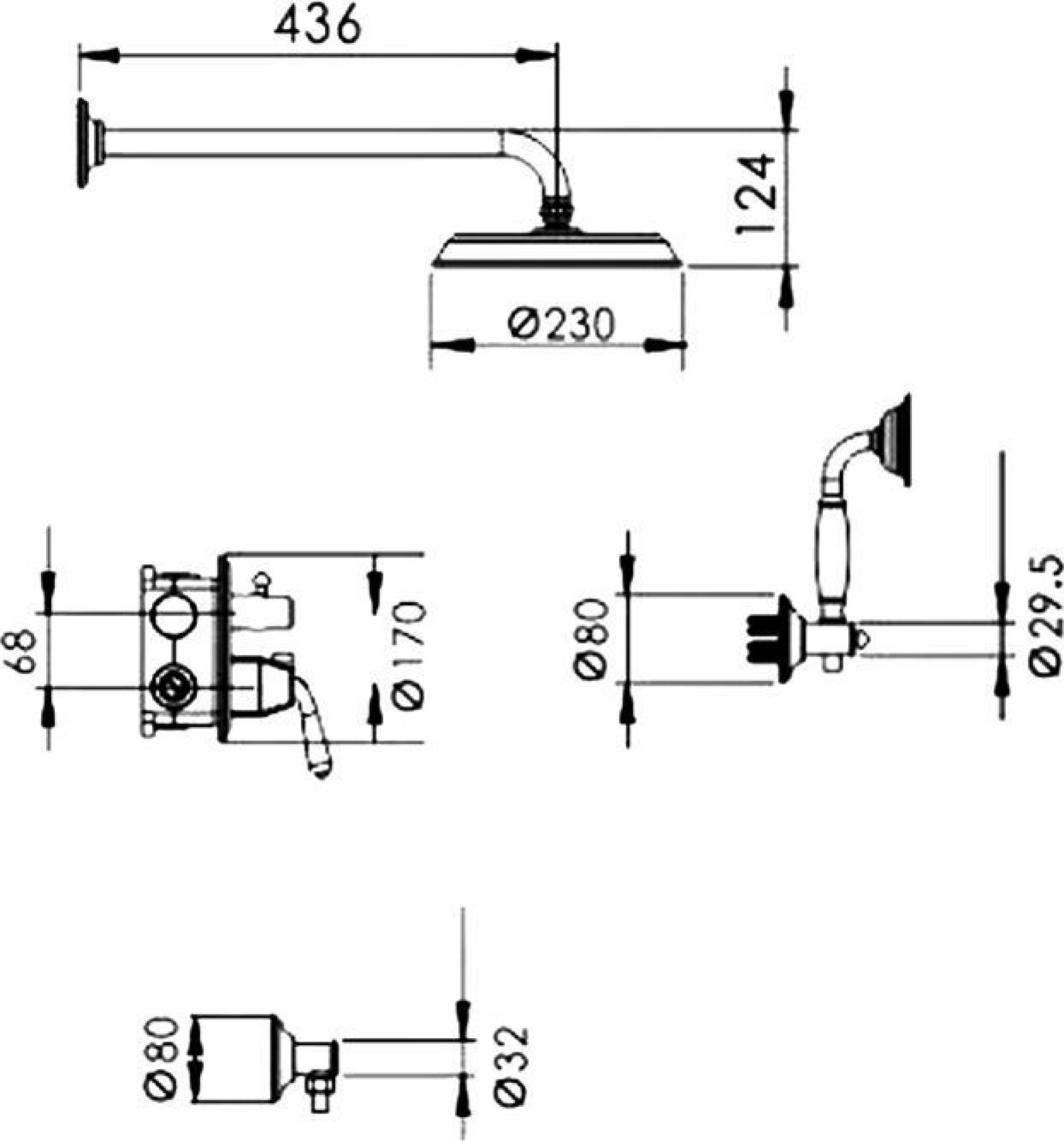 Встроенная душевая система с 3-функциями Rose, R0235Q - фото2