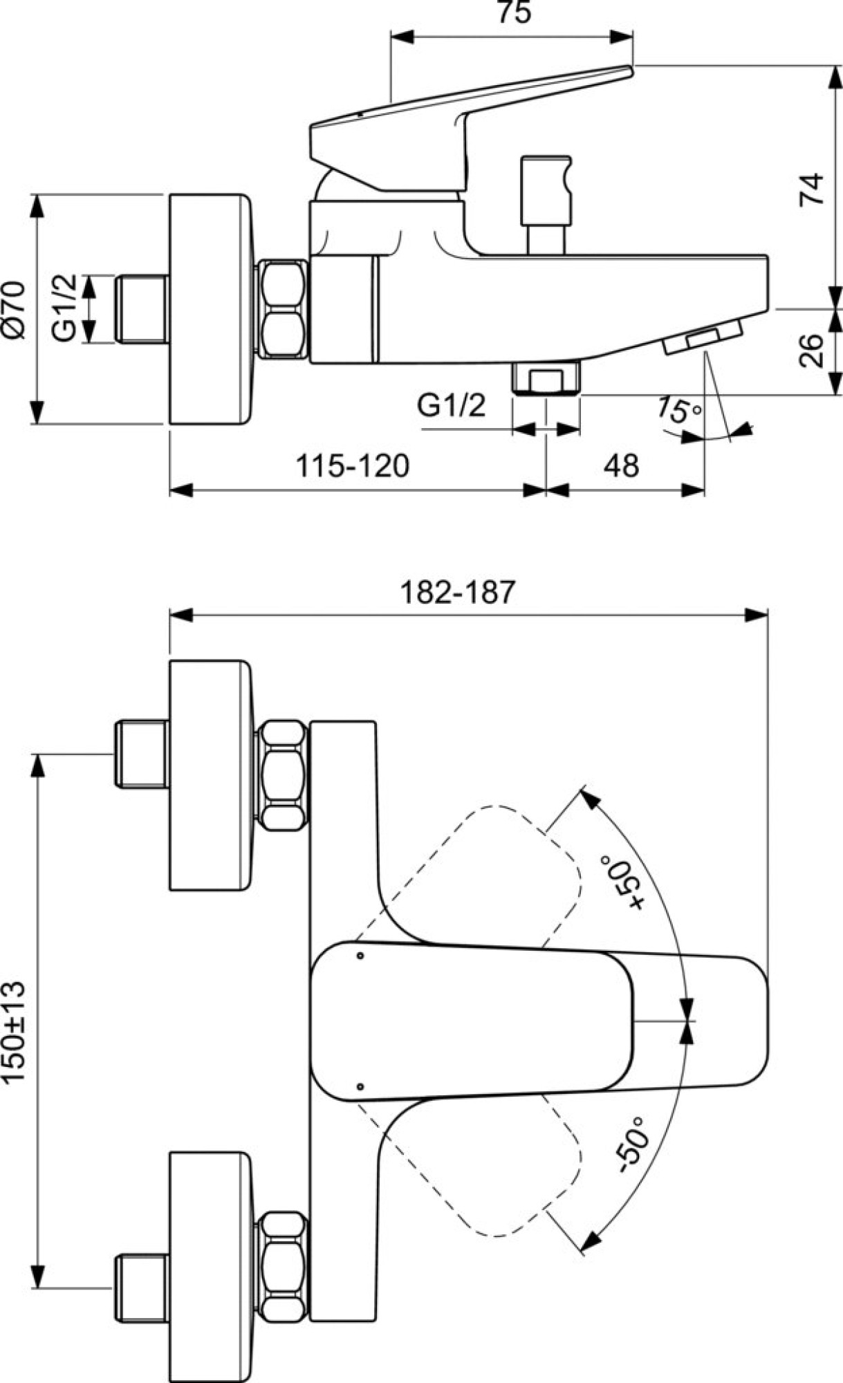 Смеситель для ванны/душа Ideal Standard CERAPLAN - фото2