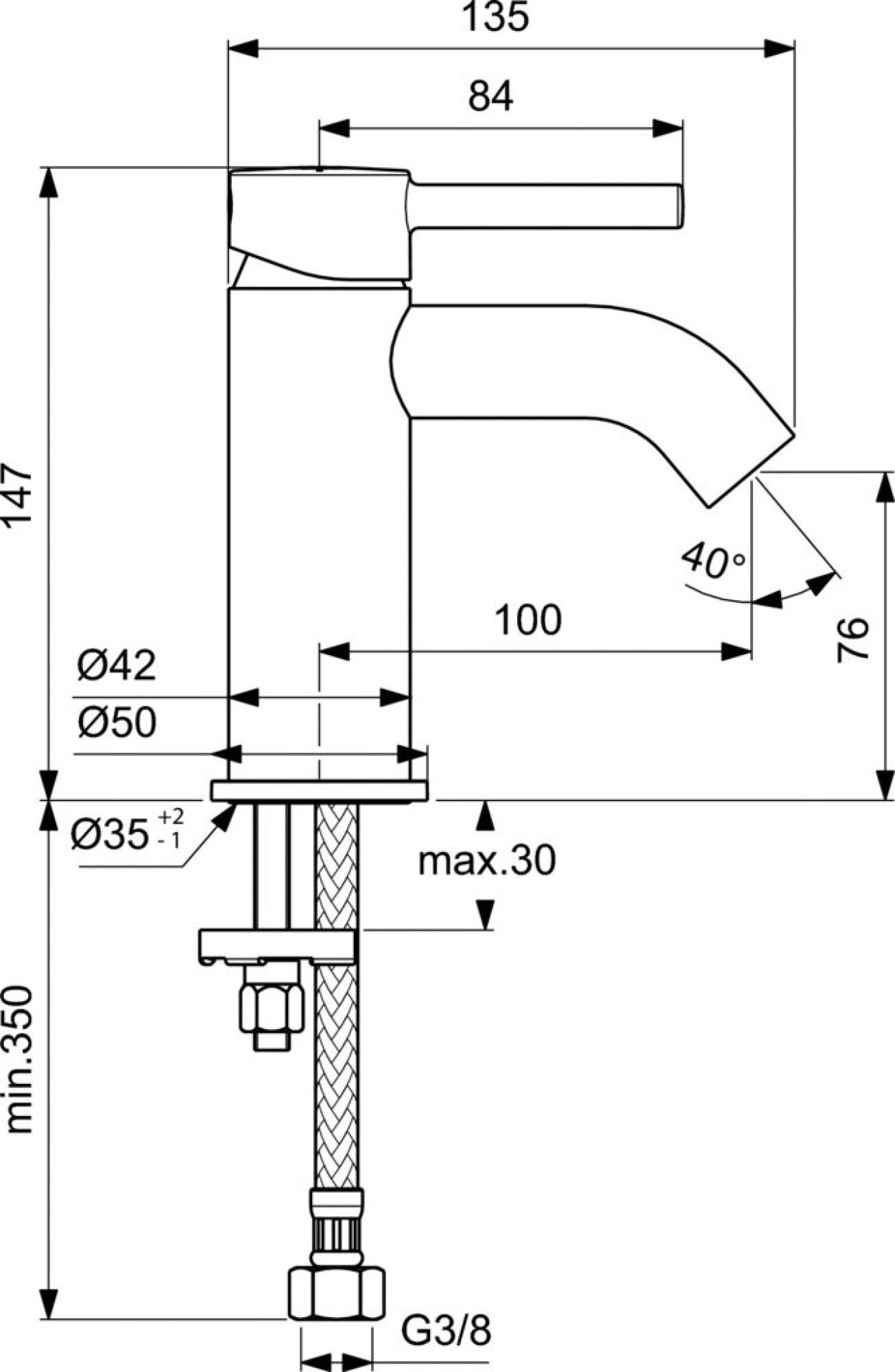 Смеситель Ideal Standart Ceraline (низкий) для раковины - фото2