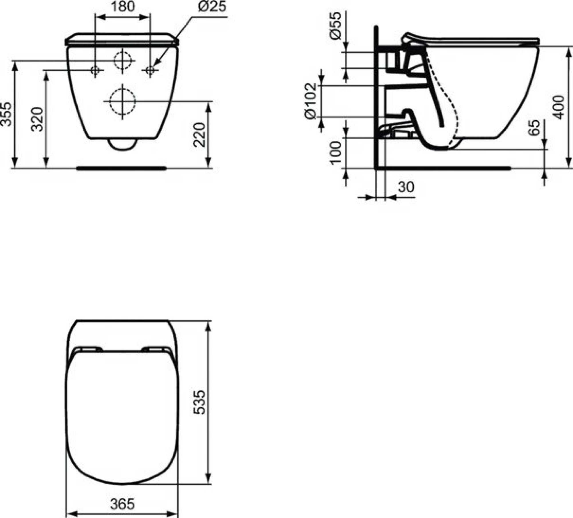 Унитаз подвесной Ideal Standard Tesi AQUABLADE + сиденье тонкое Soft-close, белый матовый - фото2