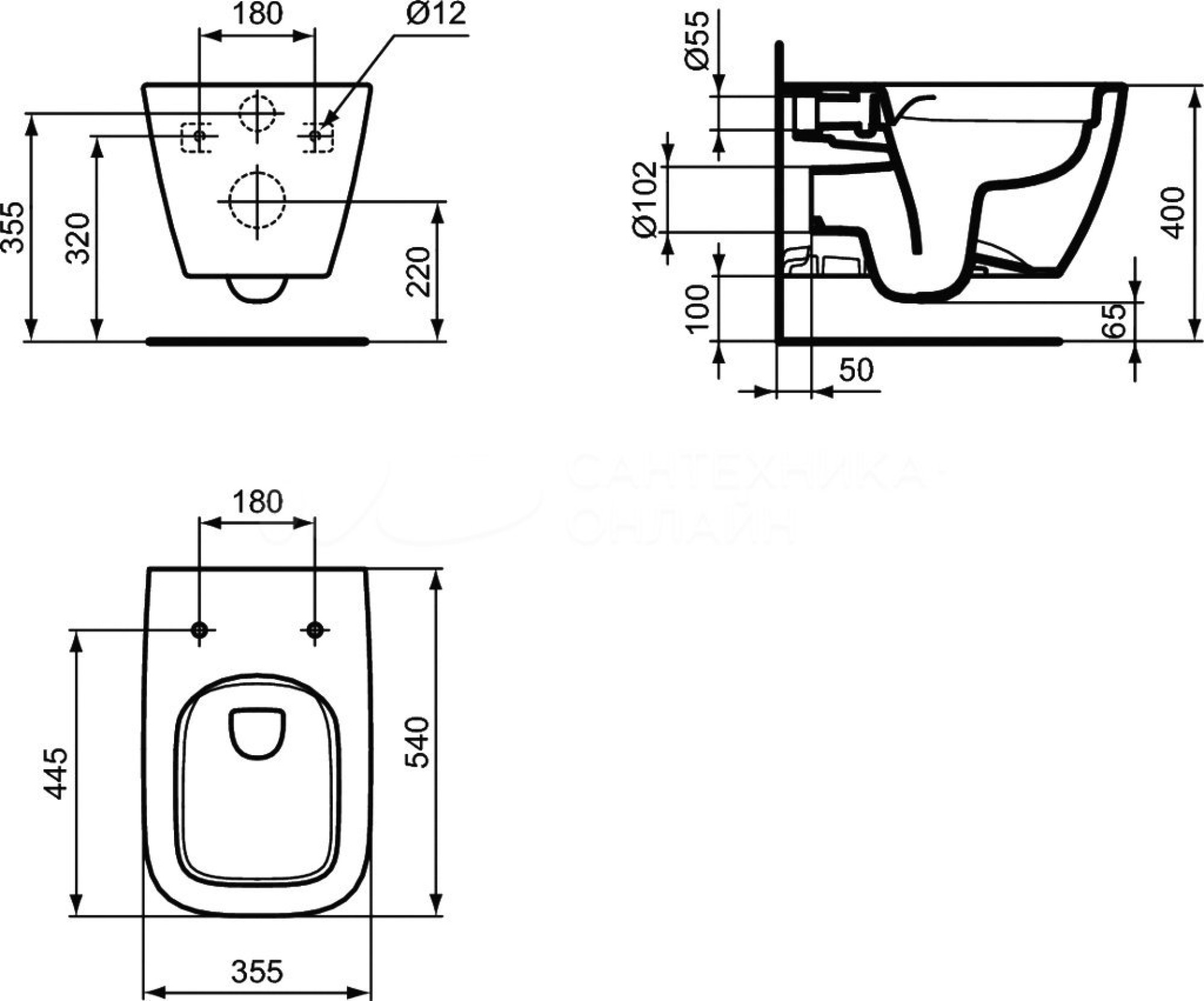 Подвесной унитаз Ideal Standard i.life B с технологией RimLS+ с сиденьем Soft-close - фото3