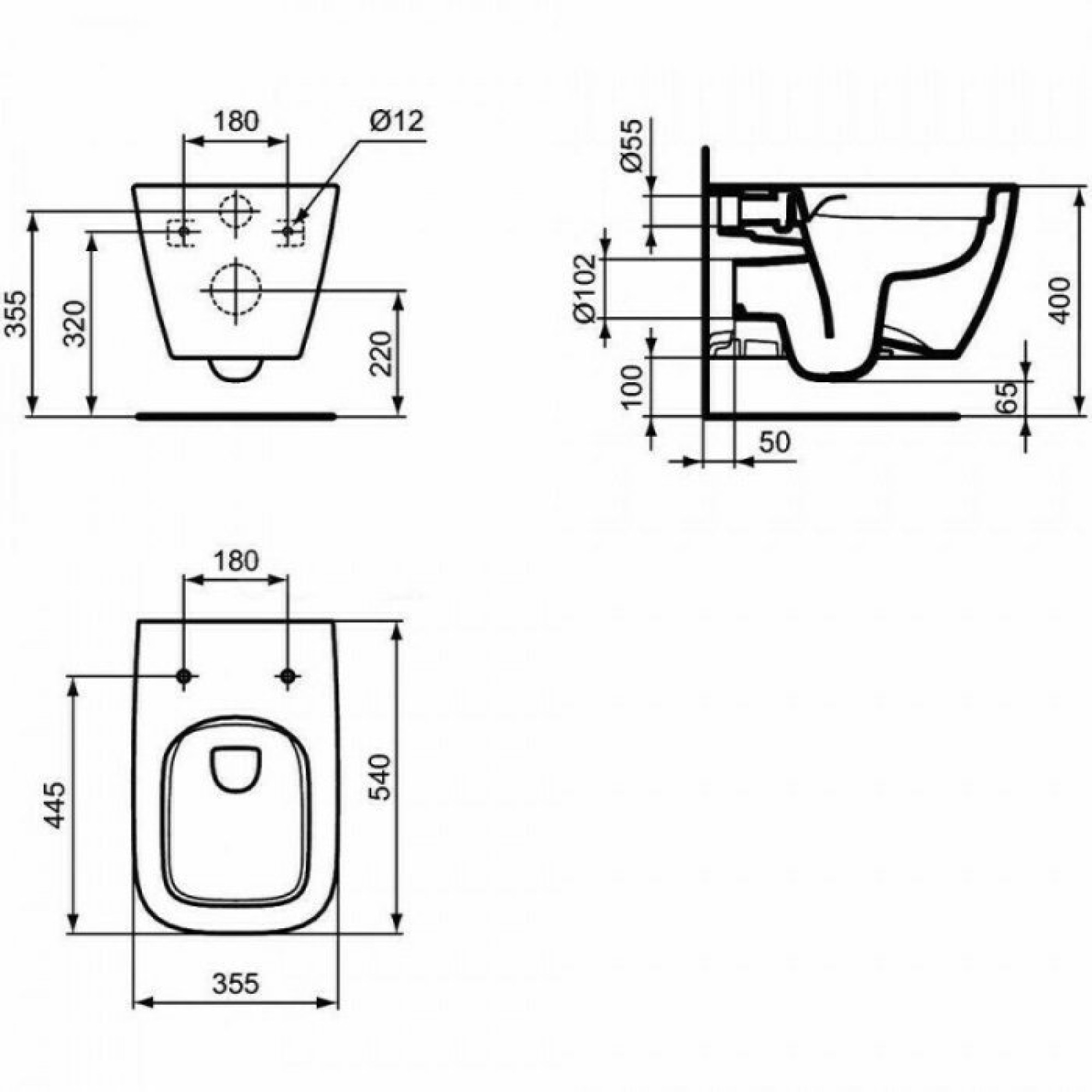 Подвесной унитаз Ideal Standard i.life B с технологией RimLS+ с тонким сиденьем Soft-close - фото3