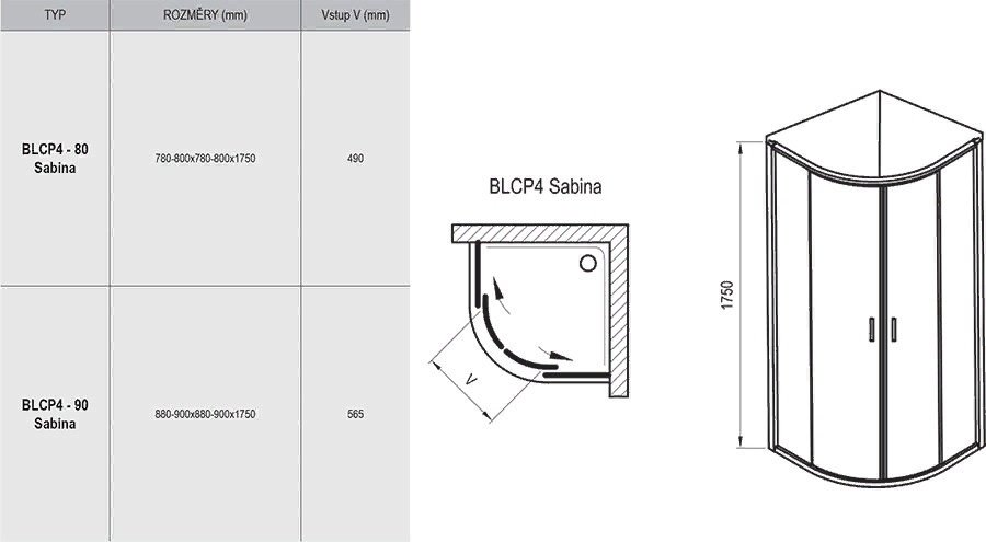 Душевая кабина Ravak BLCP4-90 Sabina (90x90) сатин/грапе 3B270U40ZG (Чехия)