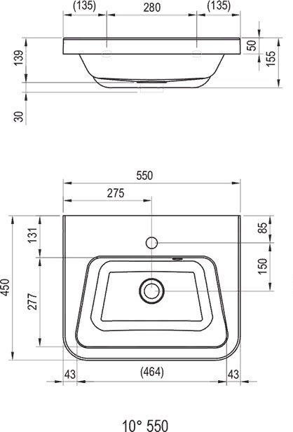 Умывальник Ravak 10° 550 55x45 (Чехия) - фото4