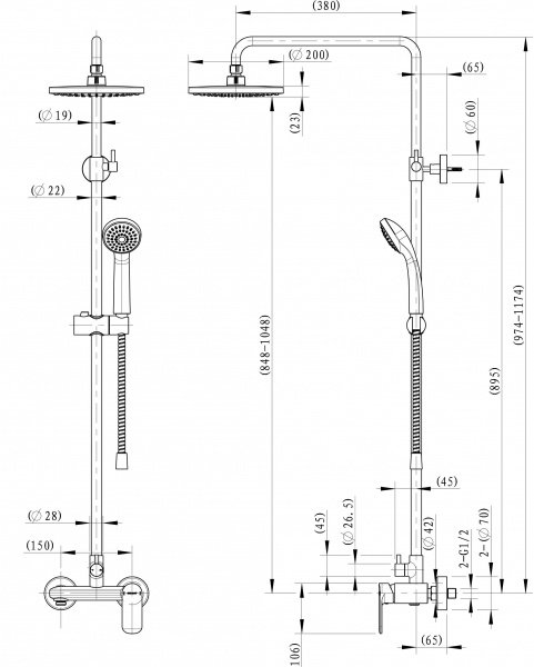 Душевая система Bravat Opal C F9125183CP-A5-RUS (Германия) - фото5
