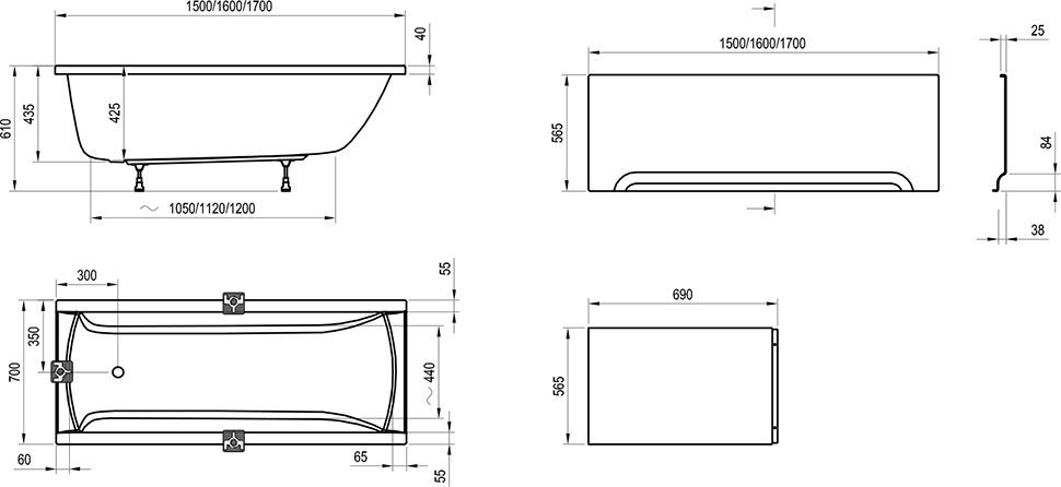 Ванна акриловая Ravak Classic 160x70 C531000000 (Чехия) - фото5