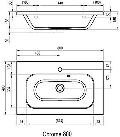 Умывальник Ravak Chrome 800 80x49 (Чехия) - фото4