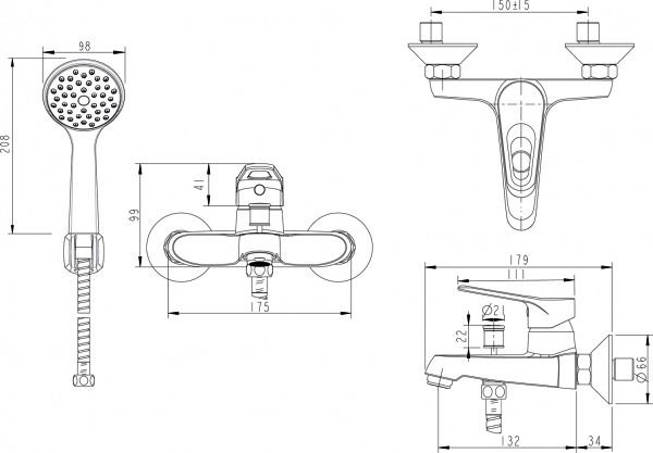 Смеситель для ванны Bravat Drop F64898C-B (Германия) - фото5