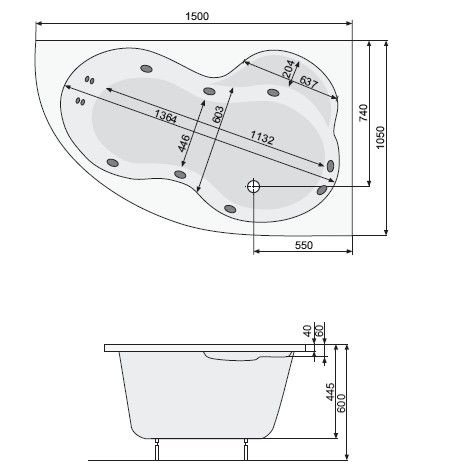 Ванна акриловая Poolspa Mistral 150x105 правая (Польша) - фото3