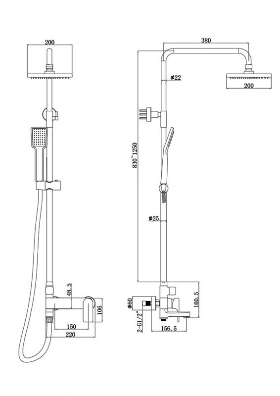 Душевая система с изливом Bravat REAL F6333367CP-A-RUS (Германия) - фото2